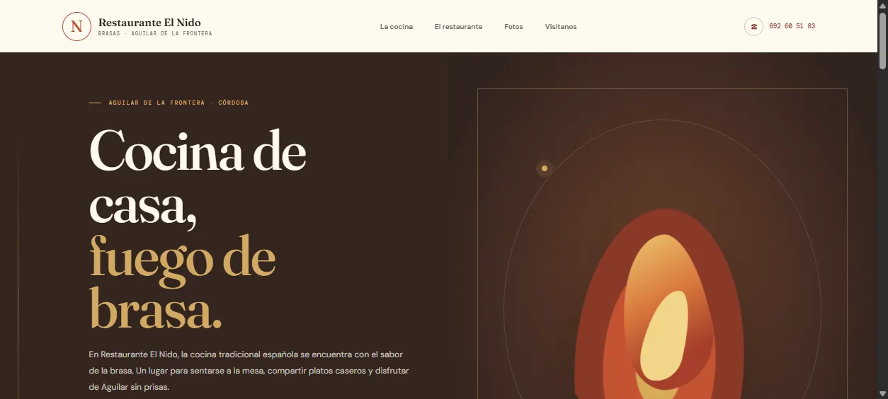 Captura de la web de Restaurante El Nido