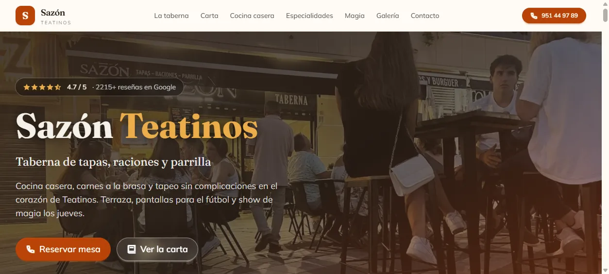 Captura de la web de Sazón Teatinos