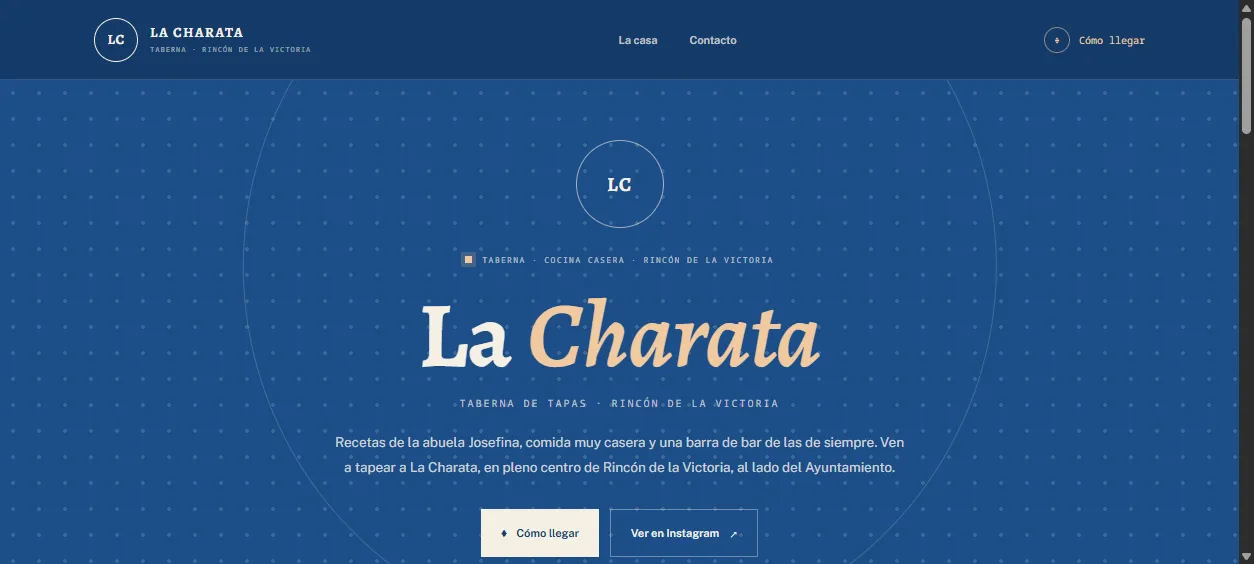 Captura de la web de Taberna La Charata